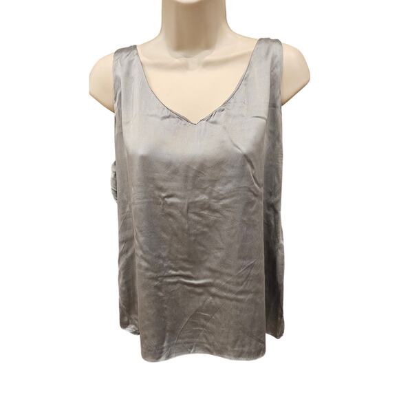 Eileen fisher sz L grey silk spandex blend layering comfort tank casual career+ - Picture 1 of 7